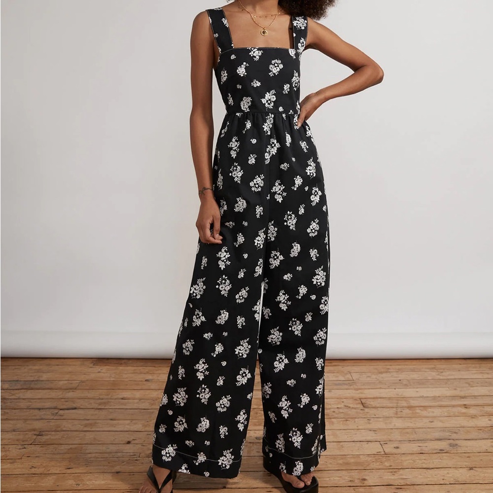 Octavia Black Mono Floral Sleeveless Jumpsuit